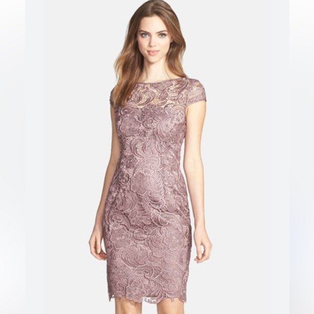 Adrianna Papell Lace Illusion Cap Sleeve Dress